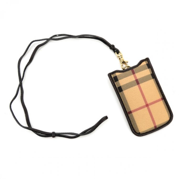 Pre Owned Burberry Nova Check Blackberry Case With Bag Link