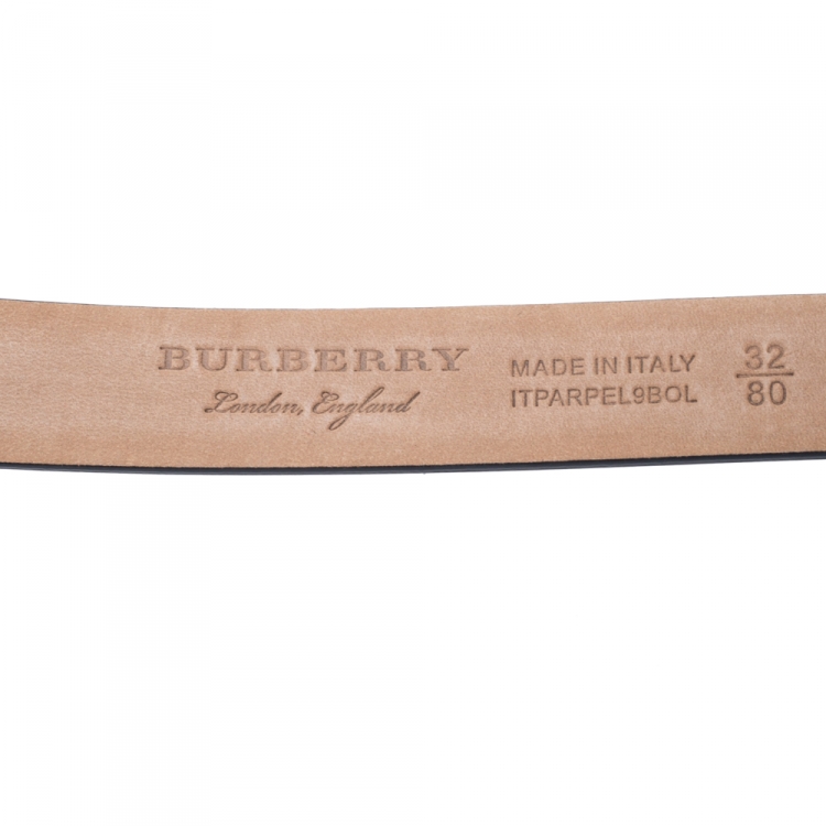 Pre Owned Burberry Blue Leather Reese Slim Belt 80CM