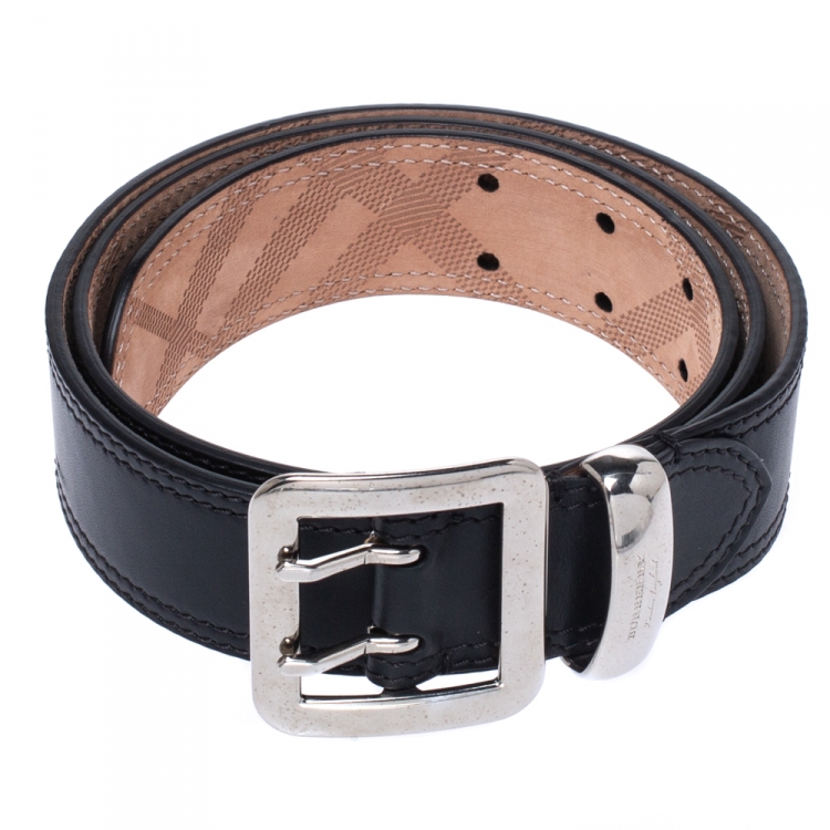 Pre Owned Burberry Black Leather Morgan Belt 85 CM