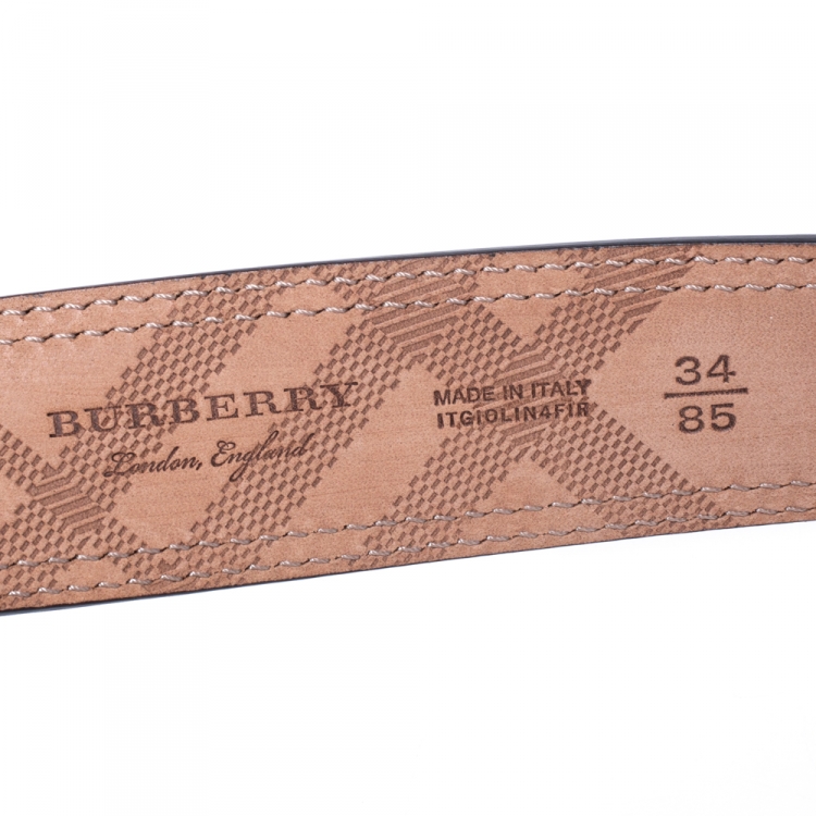 Pre Owned Burberry Black Leather Morgan Belt 85 CM