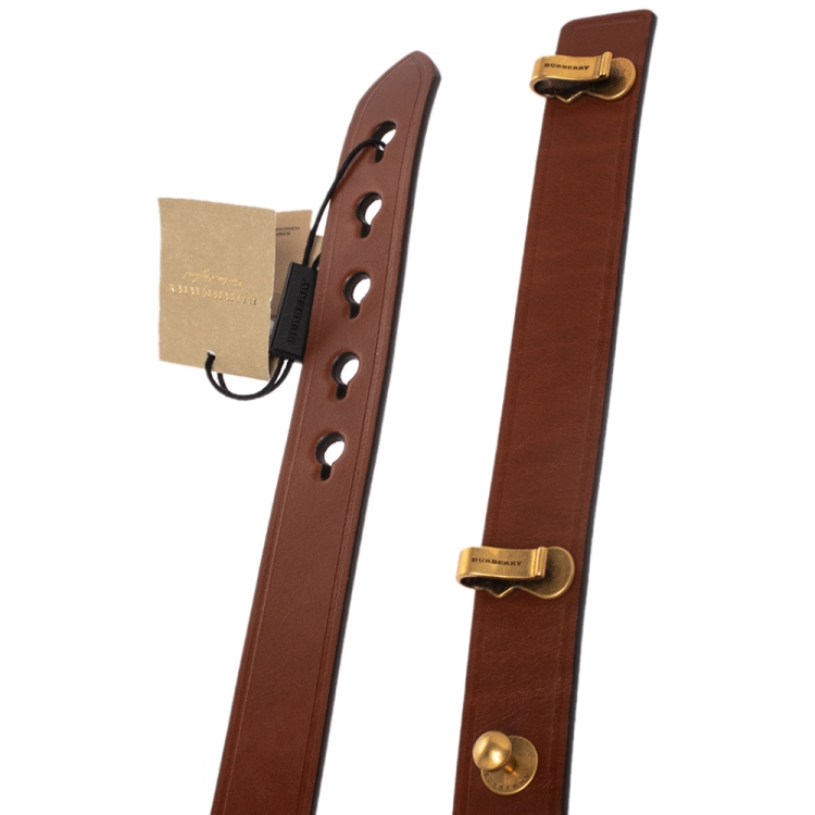 Pre Owned Burberry Brown Leather Ashmore Belt 85CM