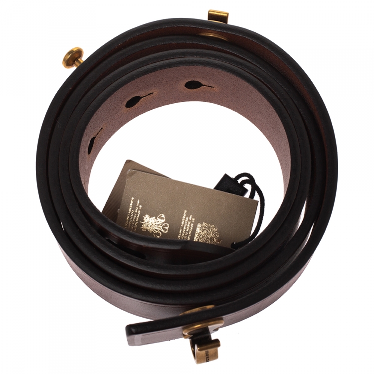 Pre Owned Burberry Brown Leather Ashmore Belt 85CM