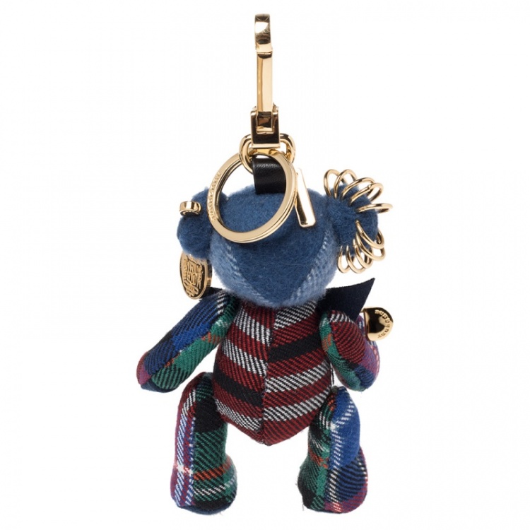 Pre Owned Burberry Multicolor Fabric Thomas Bear Kilt Pin Charm