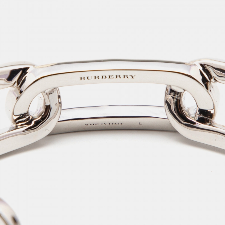 Pre Owned Burberry Chain Silver Tone Cuff Bracelet
