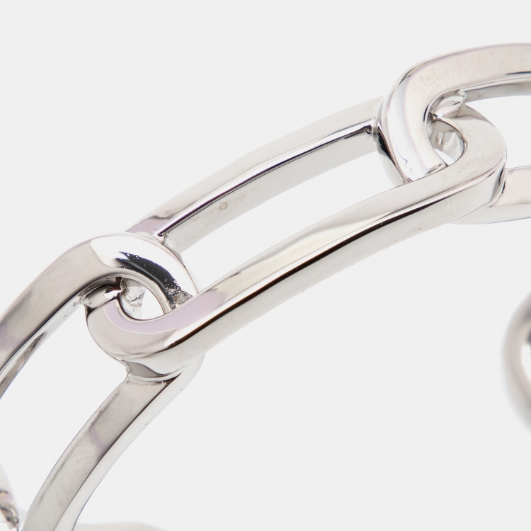 Pre Owned Burberry Chain Silver Tone Cuff Bracelet