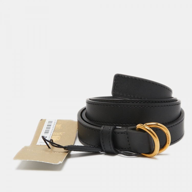 Pre Owned Burberry Black Leather D-Ring Skinny Belt 85CM