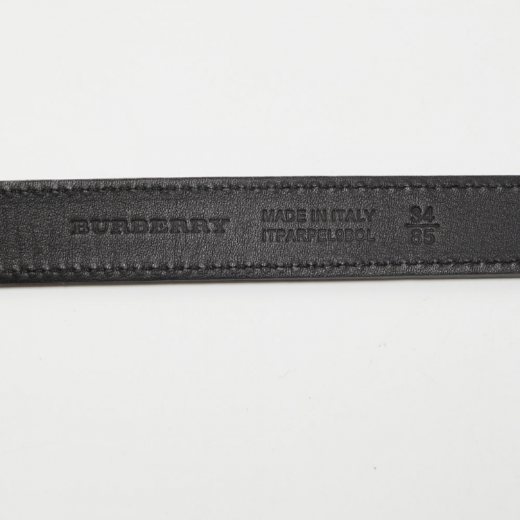 Pre Owned Burberry Black Leather D-Ring Skinny Belt 85CM