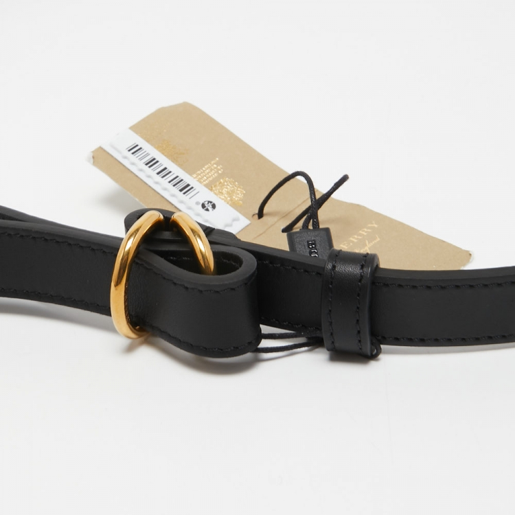 Pre Owned Burberry Black Leather D-Ring Skinny Belt 85CM