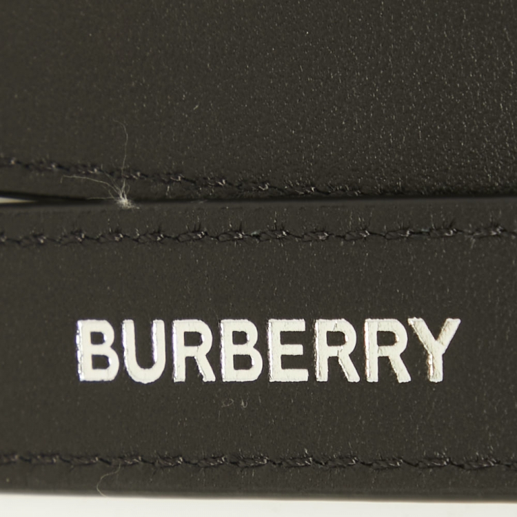 Pre Owned Burberry Black London Check Coated Canvas Leather Lanyard
