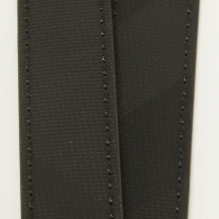 Pre Owned Burberry Black London Check Coated Canvas Leather Lanyard