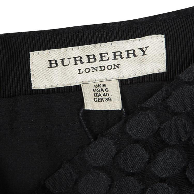Pre Owned Burberry London Black Circular Textured Pencil Skirt S