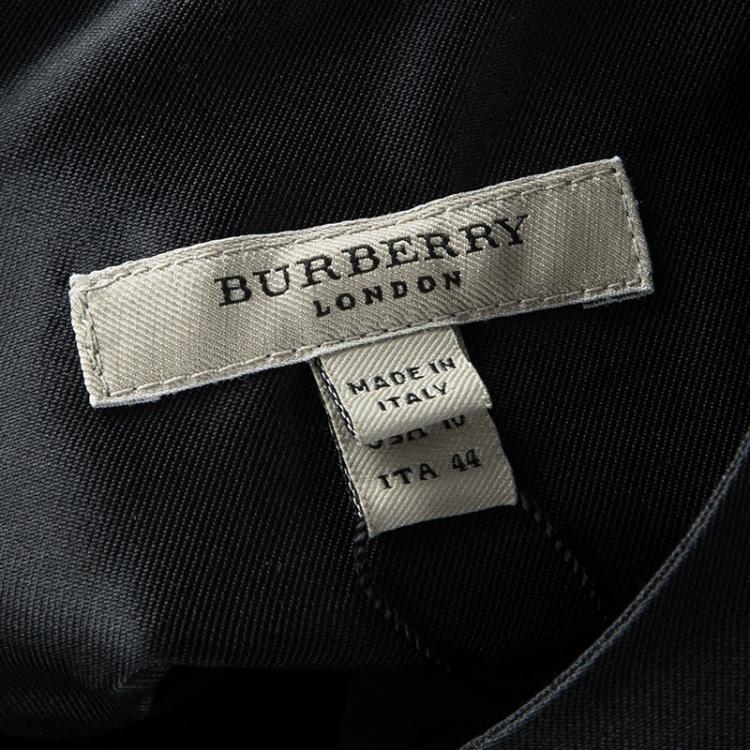 Pre Owned Burberry London Black Embellished Sleeve Detail Shift Dress M