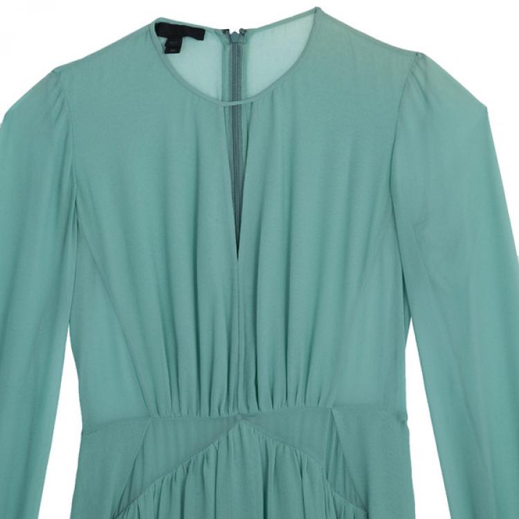 Pre Owned Burberry Prorsum Green Silk Chiffon Midi Dress S