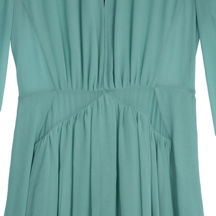 Pre Owned Burberry Prorsum Green Silk Chiffon Midi Dress S