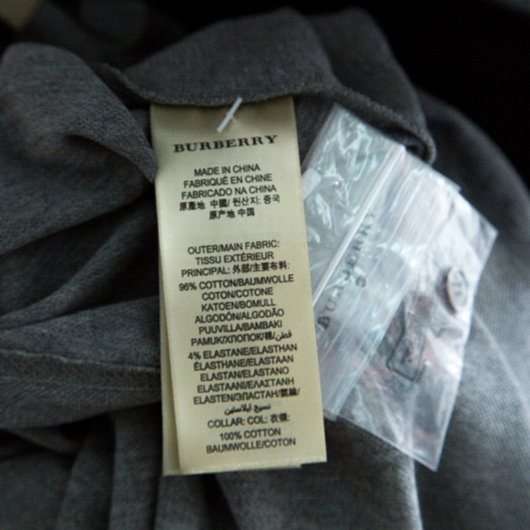 مملوكة مسبقًا Burberry Brit Grey Melange Novacheck Collar Polo T-Shirt XS