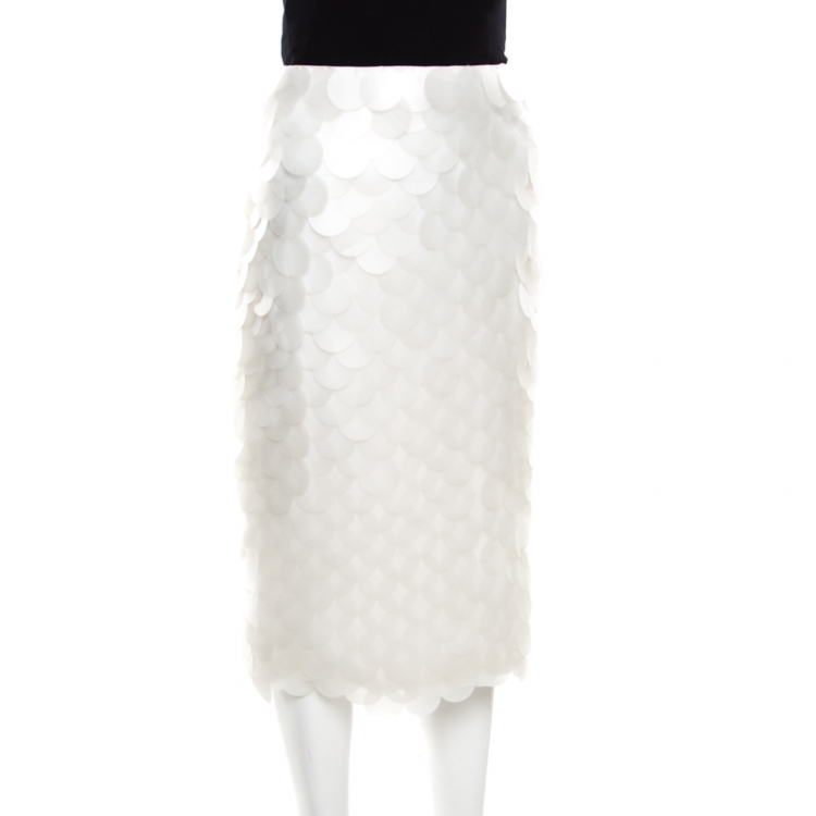 white pencil skirt embellished