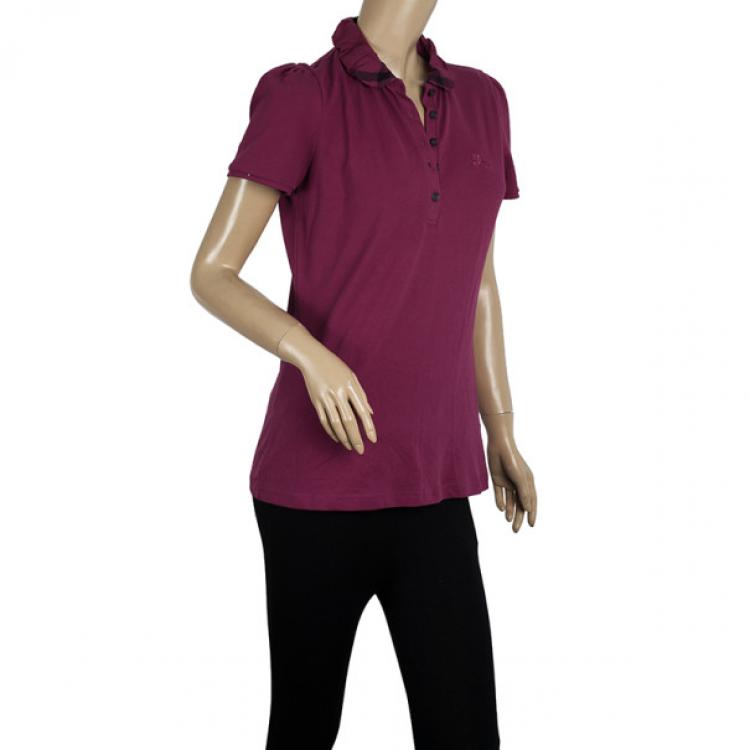 Pre Owned Burberry Cotton Modal Polo Shirt M