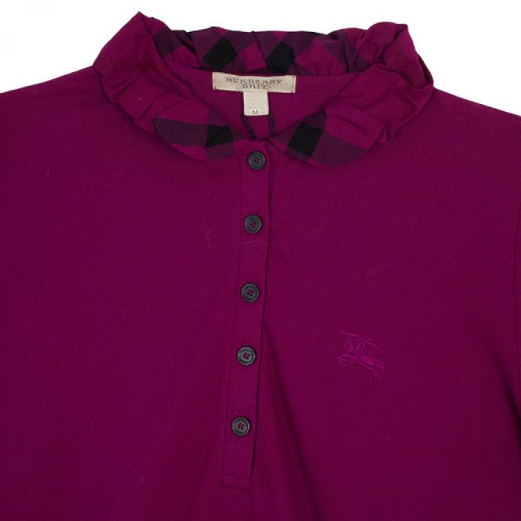 Pre Owned Burberry Cotton Modal Polo Shirt M
