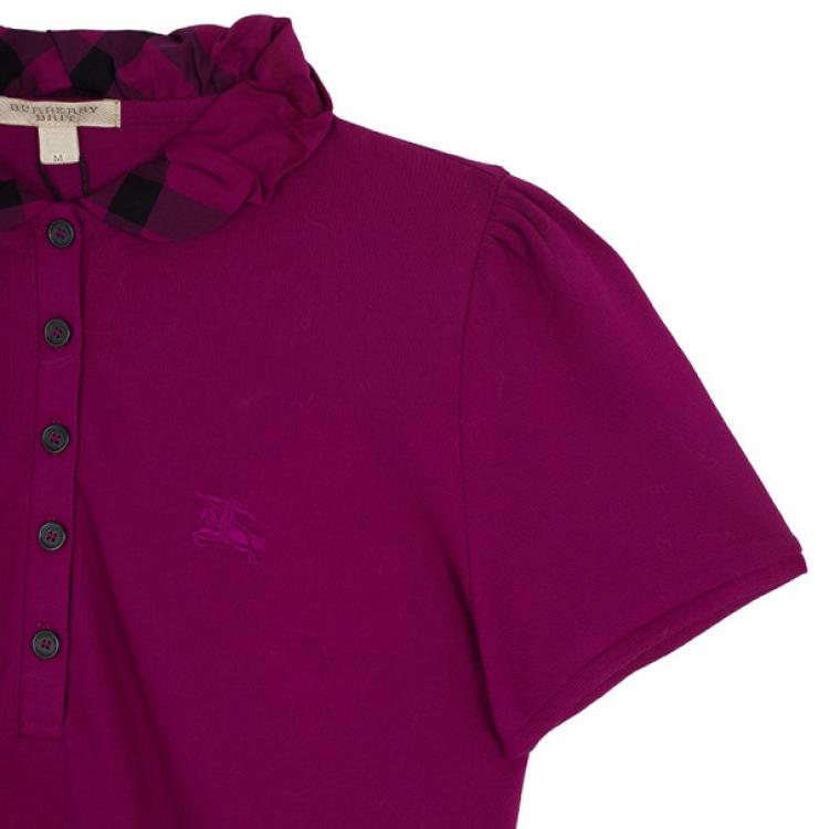 Pre Owned Burberry Cotton Modal Polo Shirt M