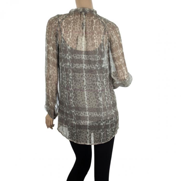 Pre Owned Burberry Printed Chiffon Top XS