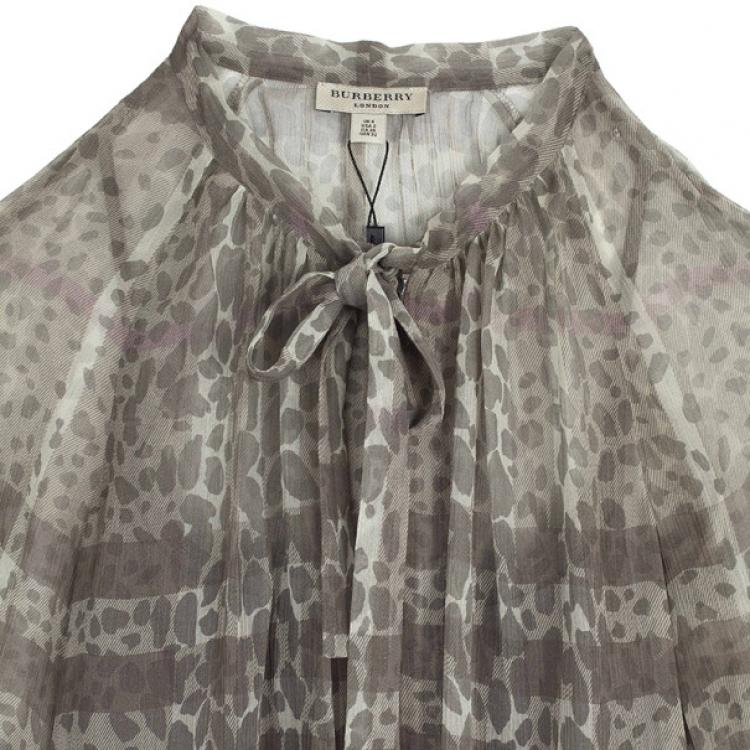 Pre Owned Burberry Printed Chiffon Top XS