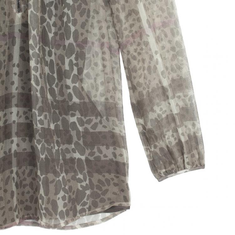 Pre Owned Burberry Printed Chiffon Top XS