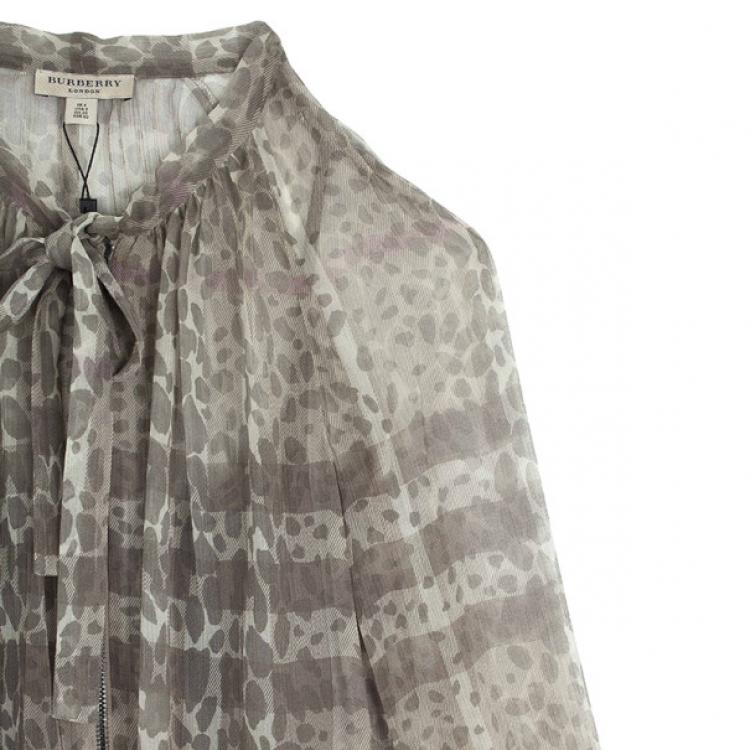 Pre Owned Burberry Printed Chiffon Top XS