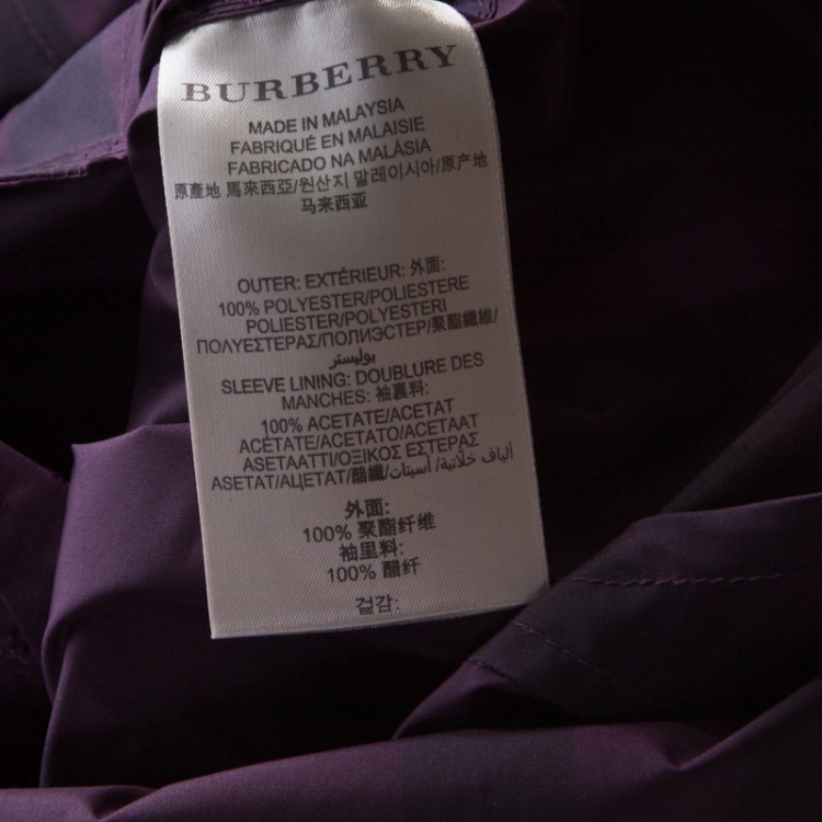 Pre Owned Burberry Brit Plum Purple Novacheck Print Double Breasted Coat L