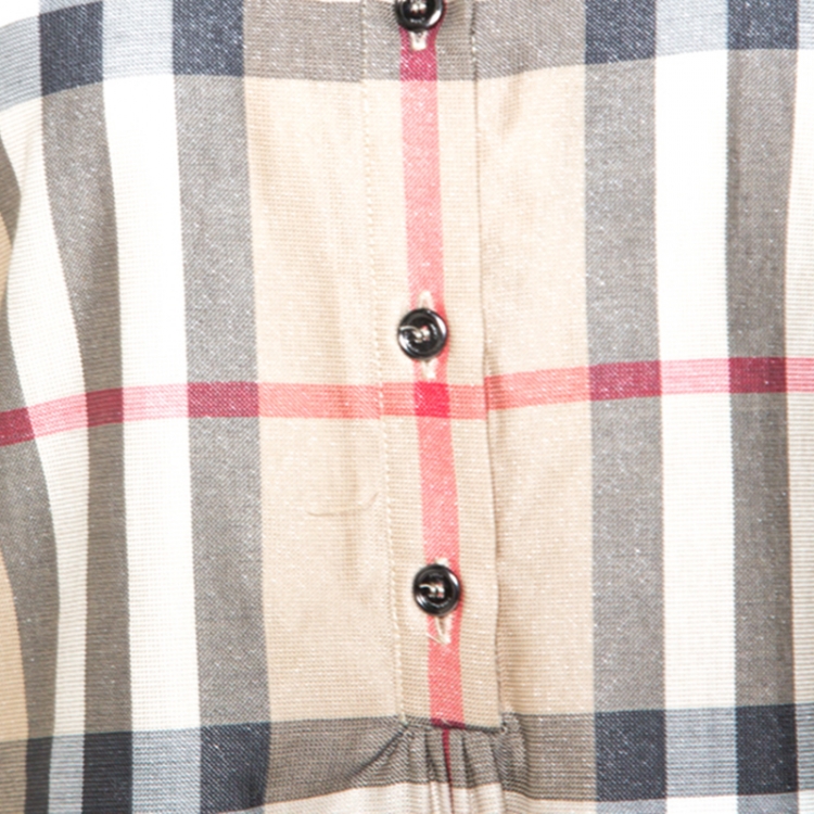 Pre Owned Burberry Brit Beige Novacheck Metallic Knit Half Placket Shirt XS