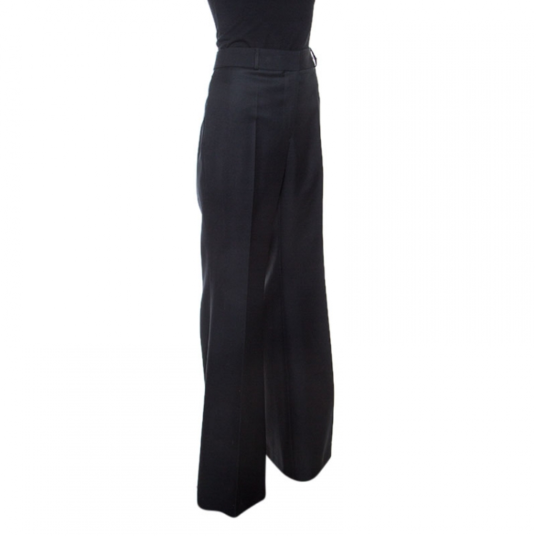 Pre Owned Burberry Black Wool Flared Tailored Trousers M 