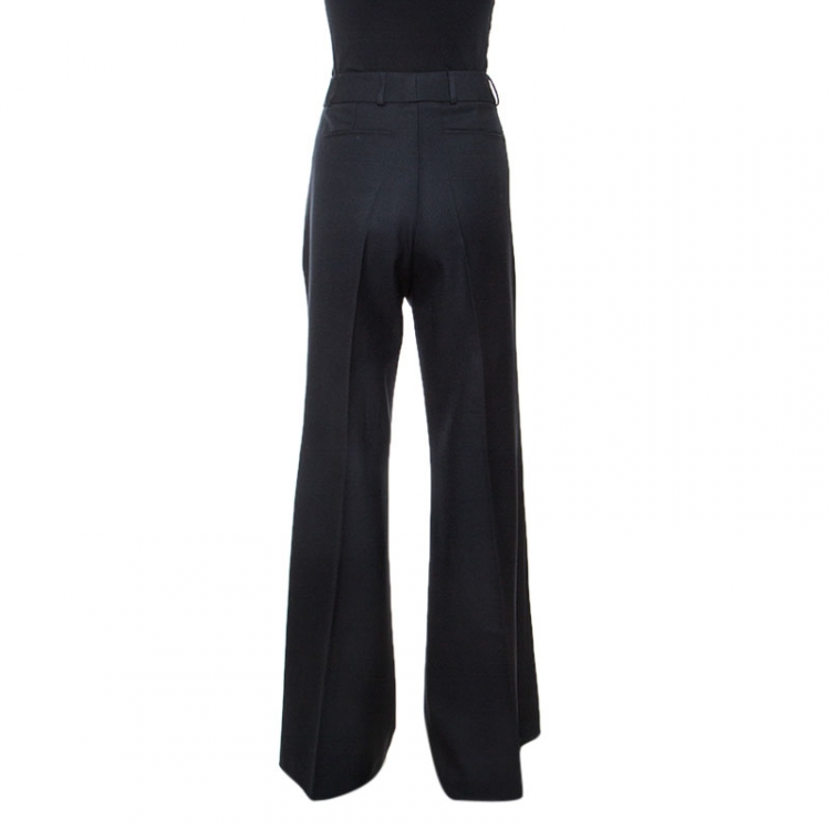 Pre Owned Burberry Black Wool Flared Tailored Trousers M 