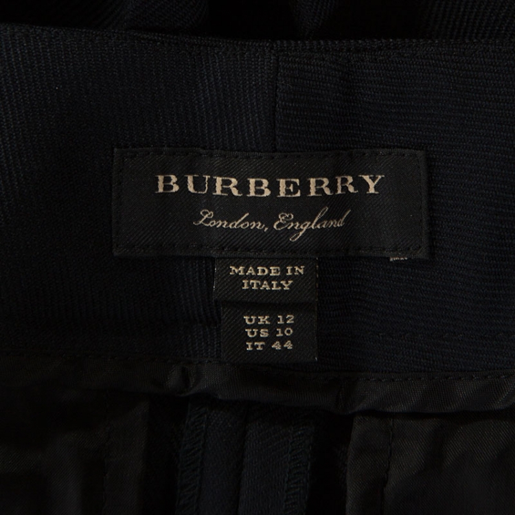 Pre Owned Burberry Black Wool Flared Tailored Trousers M 