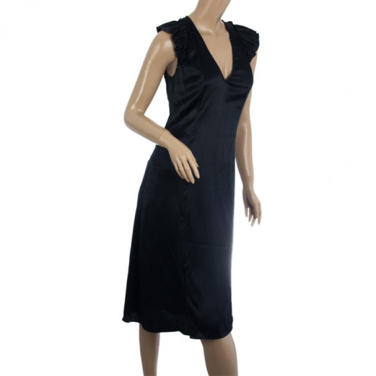 Pre Owned Burberry Pure Silk Cap Sleeve Dress M