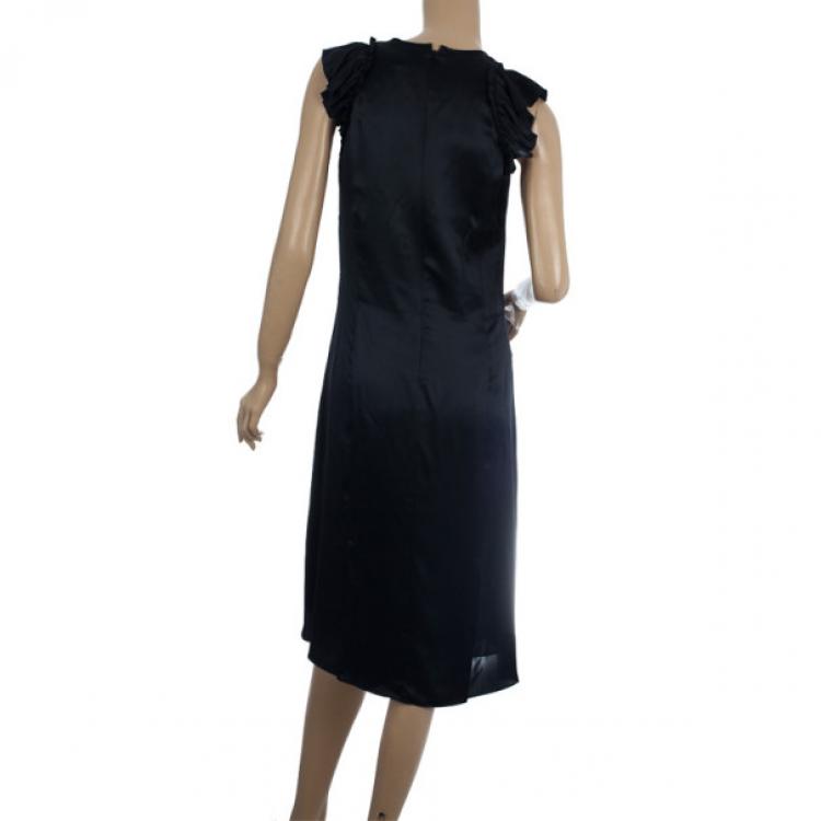 Pre Owned Burberry Pure Silk Cap Sleeve Dress M