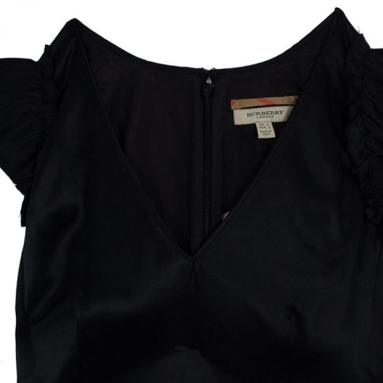 Pre Owned Burberry Pure Silk Cap Sleeve Dress M