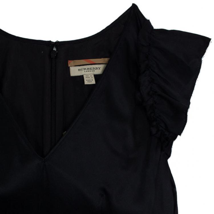 Pre Owned Burberry Pure Silk Cap Sleeve Dress M