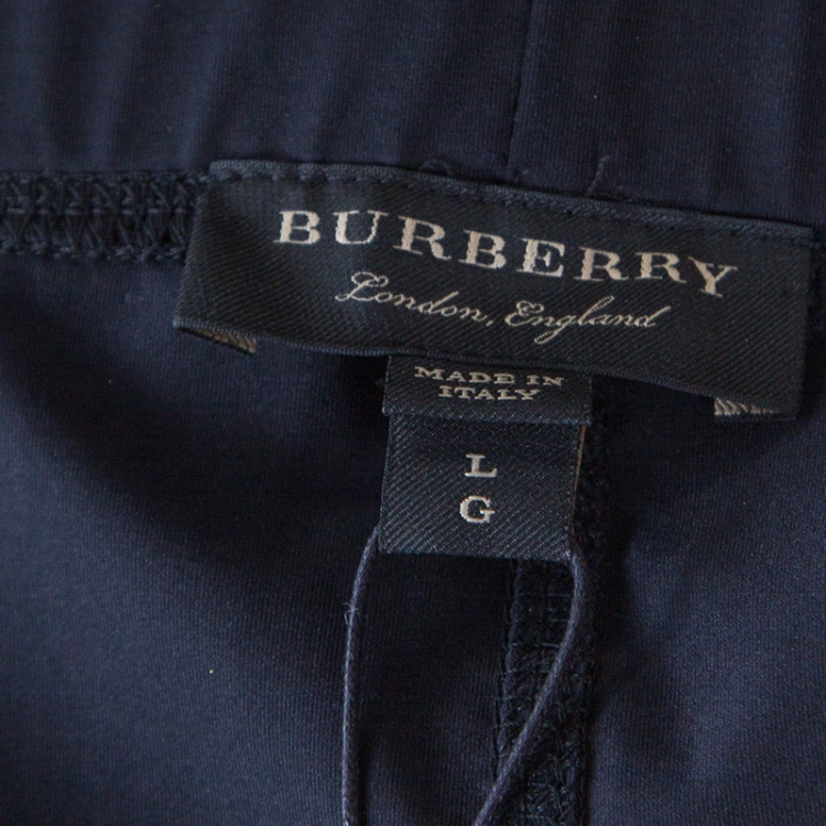 Pre Owned Burberry Black Stretch Jersey Strap Detailed Footed Leggings L