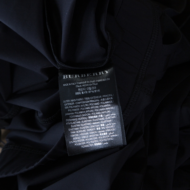Pre Owned Burberry Black Stretch Jersey Strap Detailed Footed Leggings L