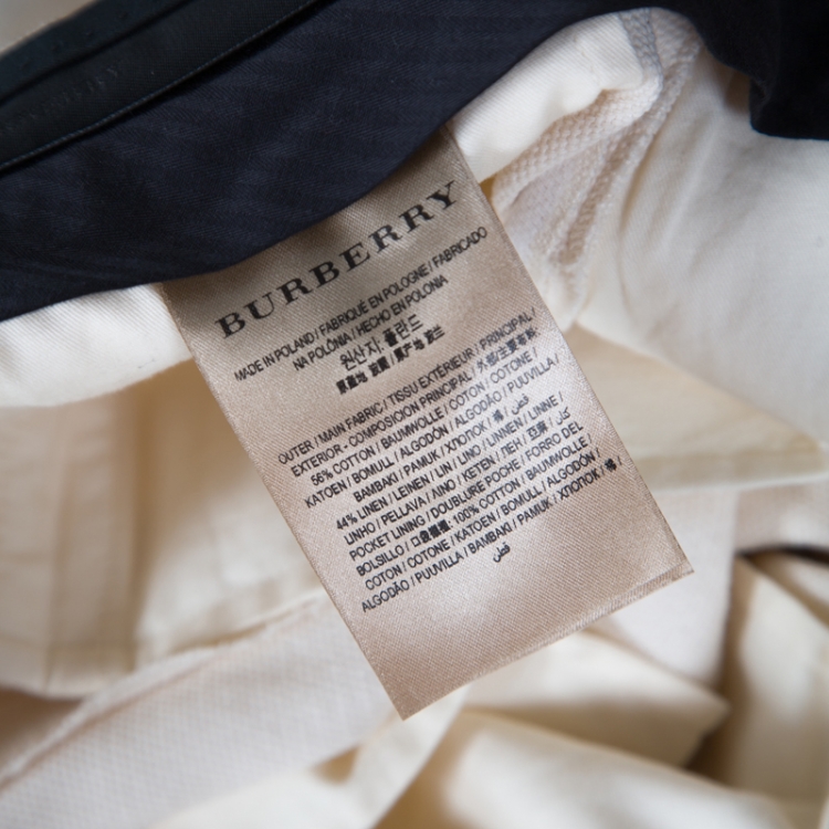 Pre Owned Burberry Off White Linen Cotton Blend Wide Leg Pants M