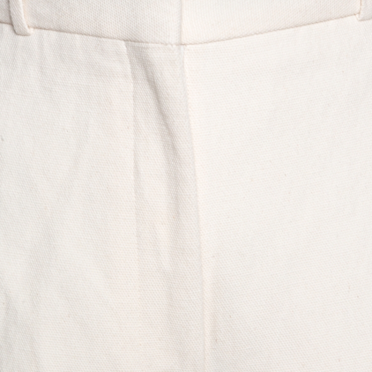 Pre Owned Burberry Off White Linen Cotton Blend Wide Leg Pants M