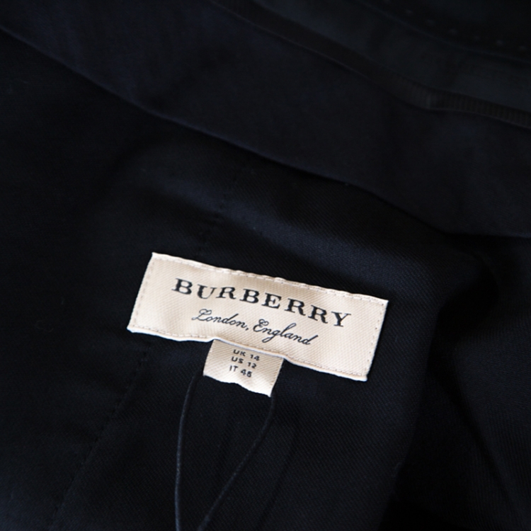 Pre Owned Burberry Monochrome Stretch Crepe Wide Leg High Waist Trousers L
