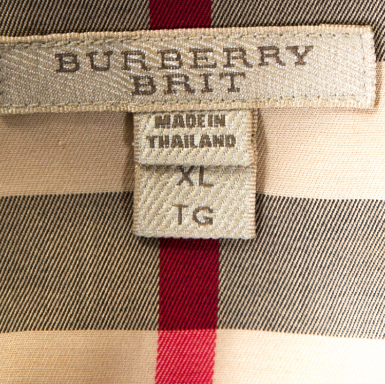Pre Owned Burberry Brit Beige Nova Check Button Front Shirt XL
