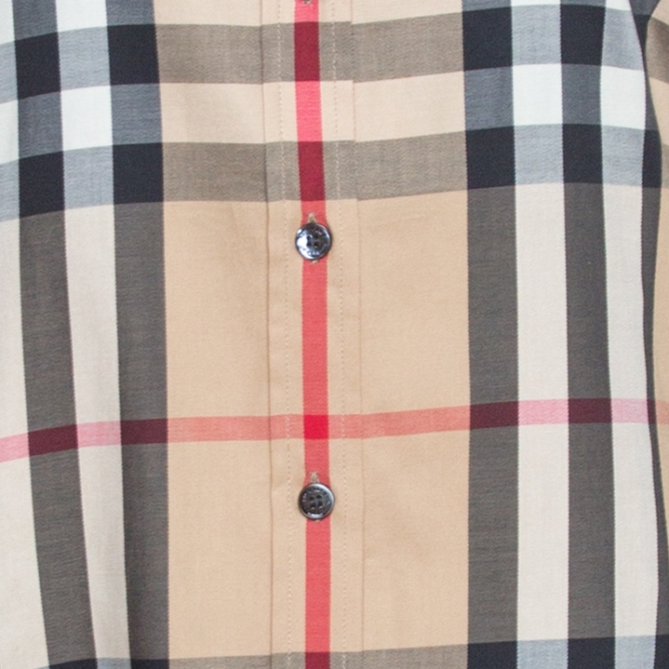 Pre Owned Burberry Brit Beige Nova Check Button Front Shirt XL