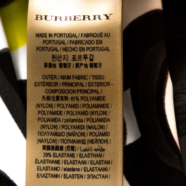 Pre Owned Burberry Yellow Graffiti Logo Print Jersey Stirrup Leggings L