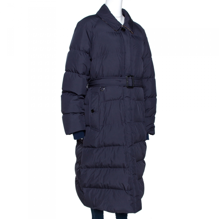 مملوكة مسبقًا Burberry Navy Blue Goose Down Bridgnorth Quilted Coat XL