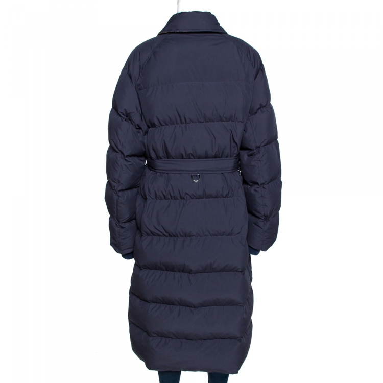مملوكة مسبقًا Burberry Navy Blue Goose Down Bridgnorth Quilted Coat XL