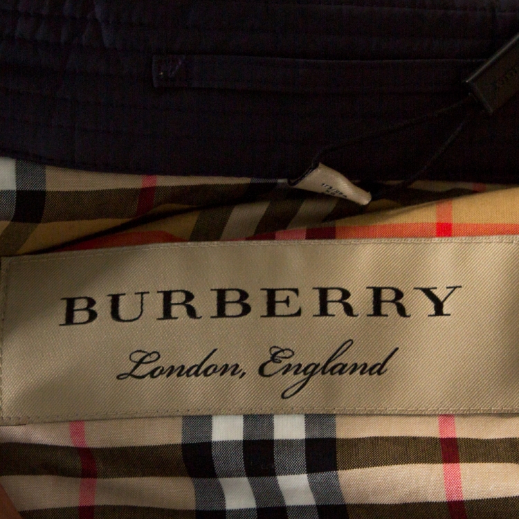 مملوكة مسبقًا Burberry Navy Blue Goose Down Bridgnorth Quilted Coat XL