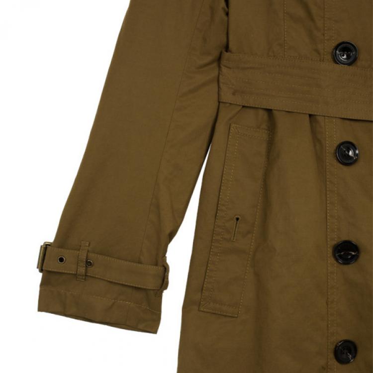 Pre Owned Burberry Long Shearling Collar Trench Coat