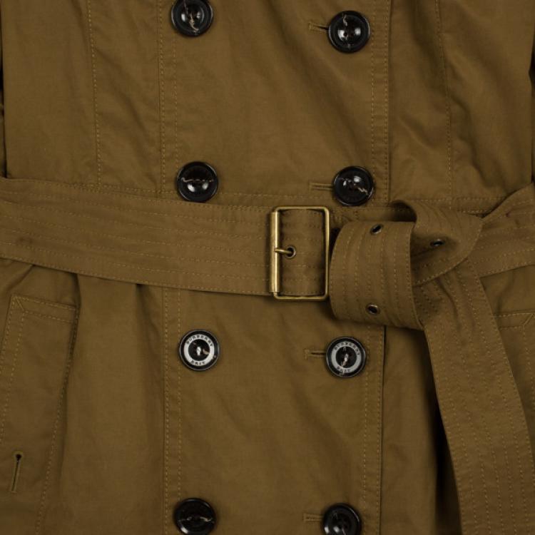 Pre Owned Burberry Long Shearling Collar Trench Coat