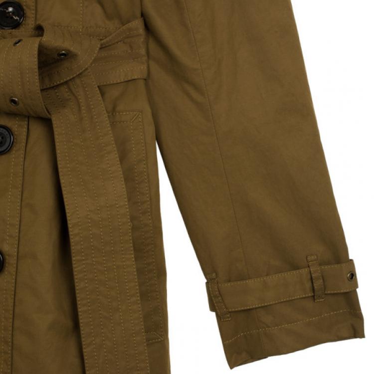 Pre Owned Burberry Long Shearling Collar Trench Coat